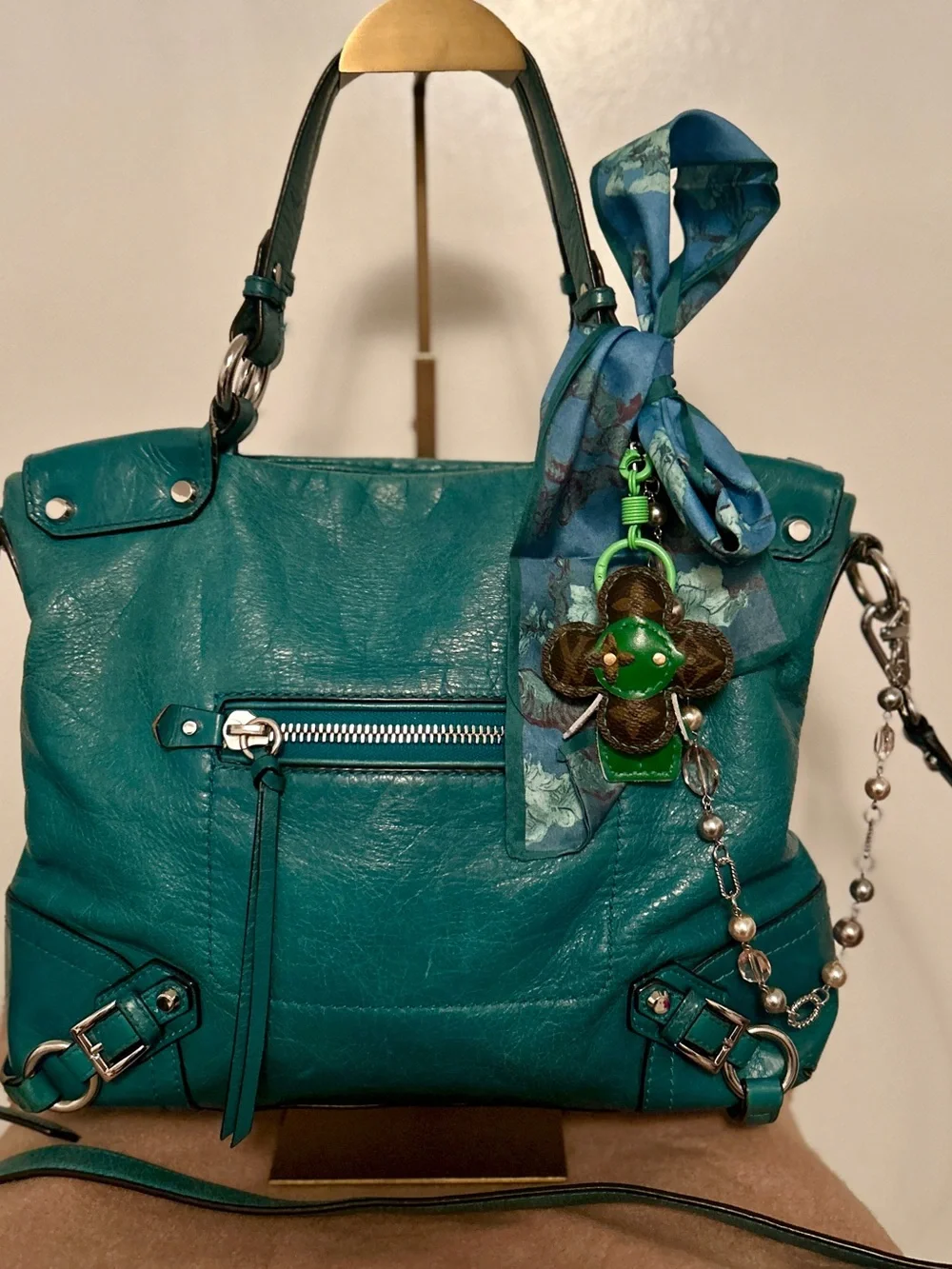 Michael Kors Fallon Medium Satchel in Turquoise/Aqua Color-way.